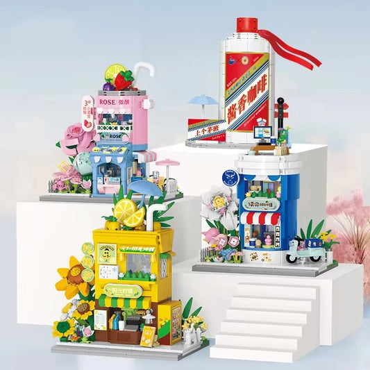 Blocx Building Blocks Sauce Fragrant Cafe Building Series Creative Shop Educational Interactive Toys 599pcs to Send Youth Toys